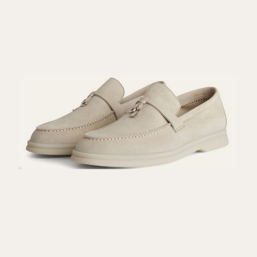 Loafers en Suède avec Détail à Franges – Beige