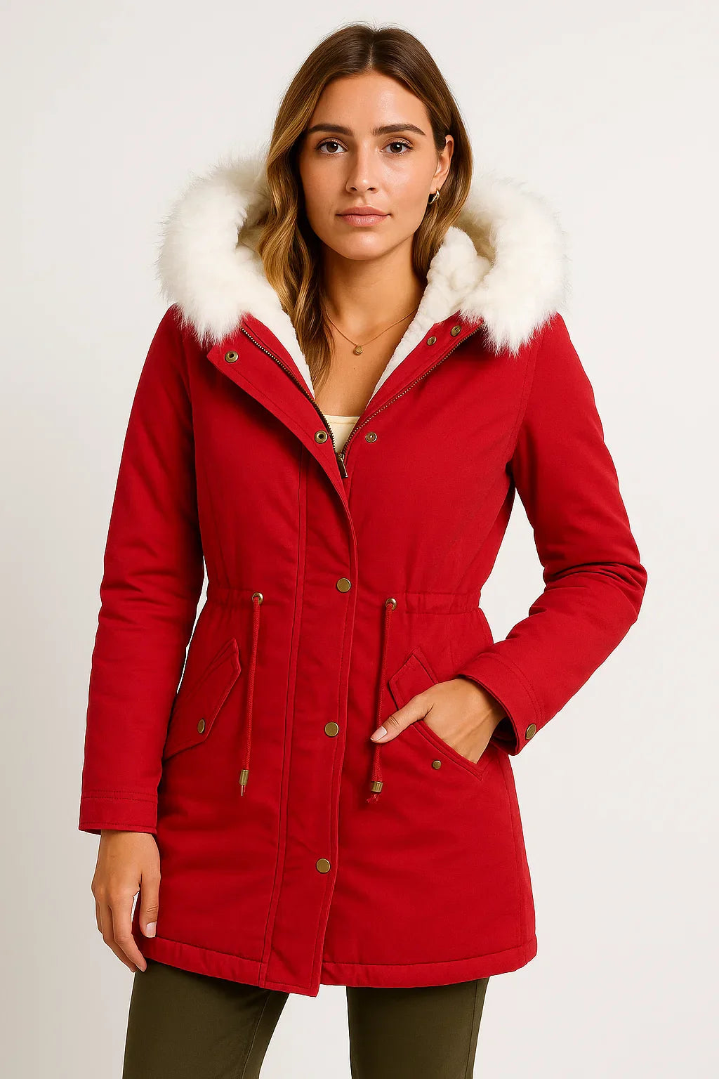 Winter Parka Coat | Faux Fur Hood | Fleece-Lined