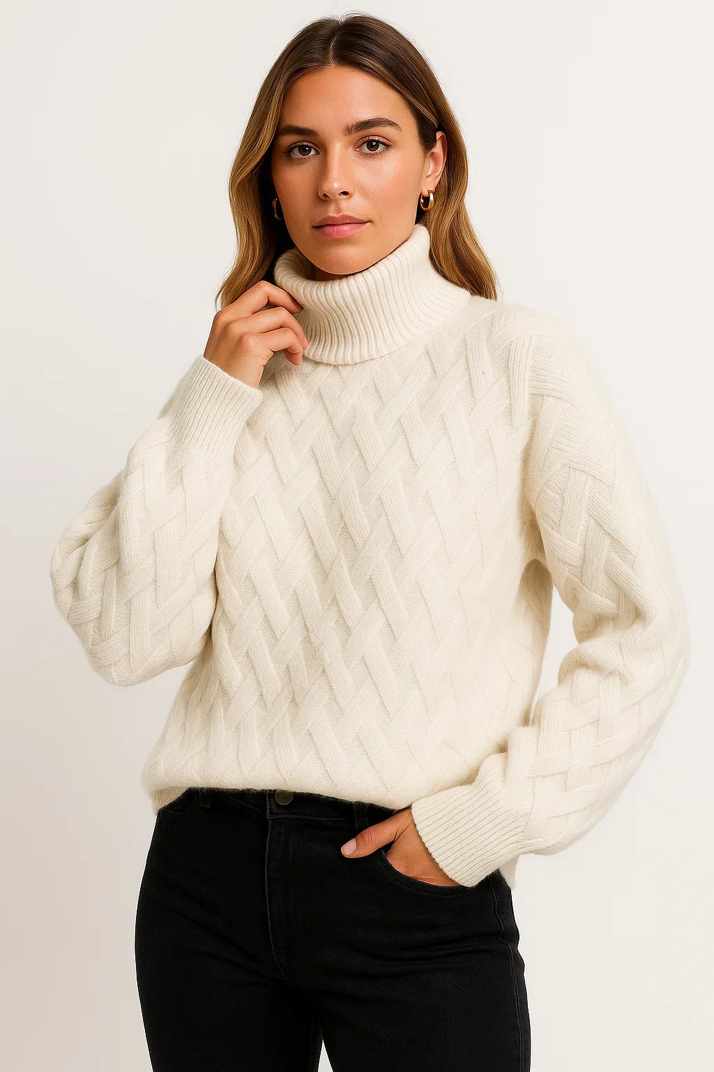 Fondamentale Wool Blend Turtleneck Sweater | Textured Knit Design