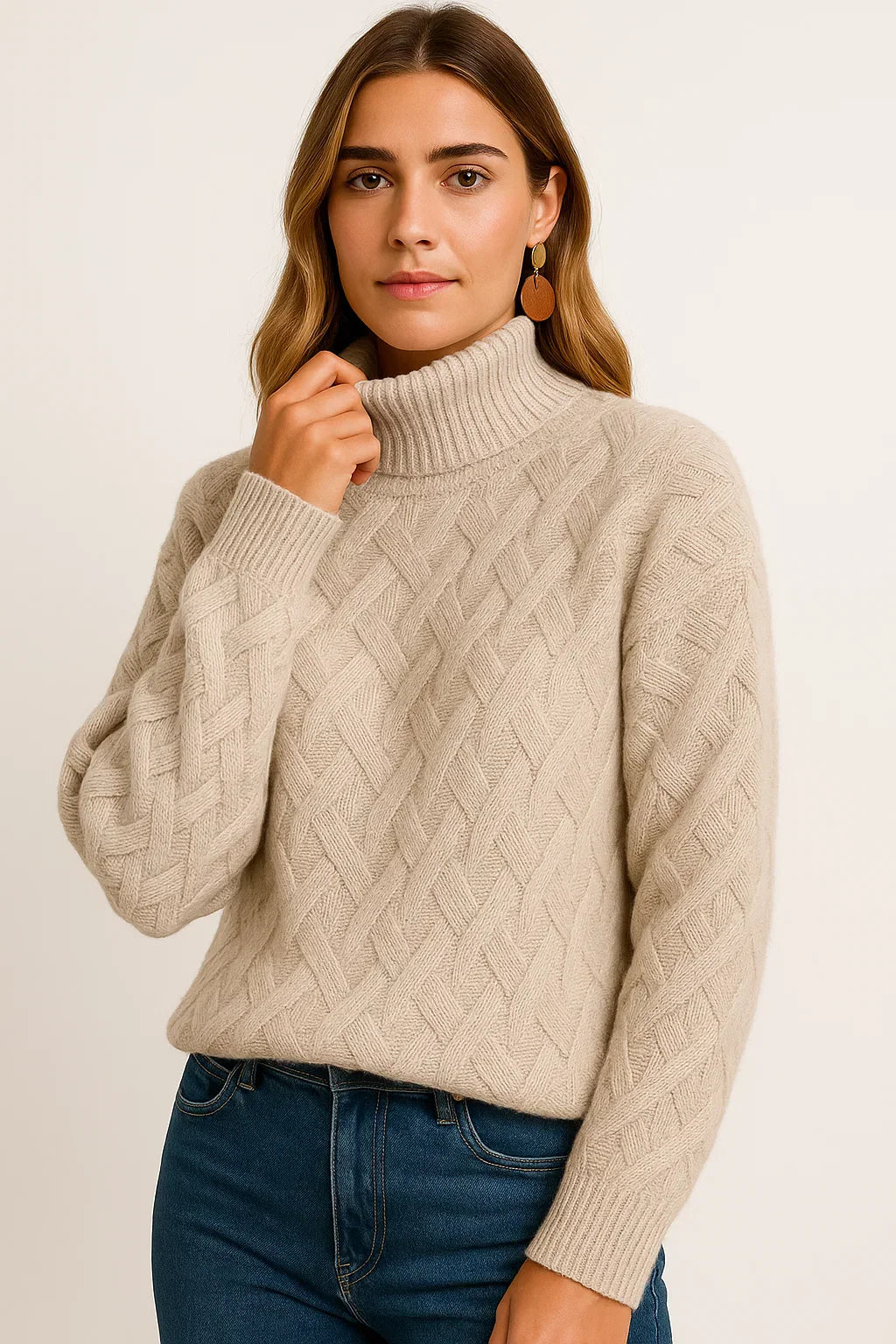 Fondamentale Wool Blend Turtleneck Sweater | Textured Knit Design