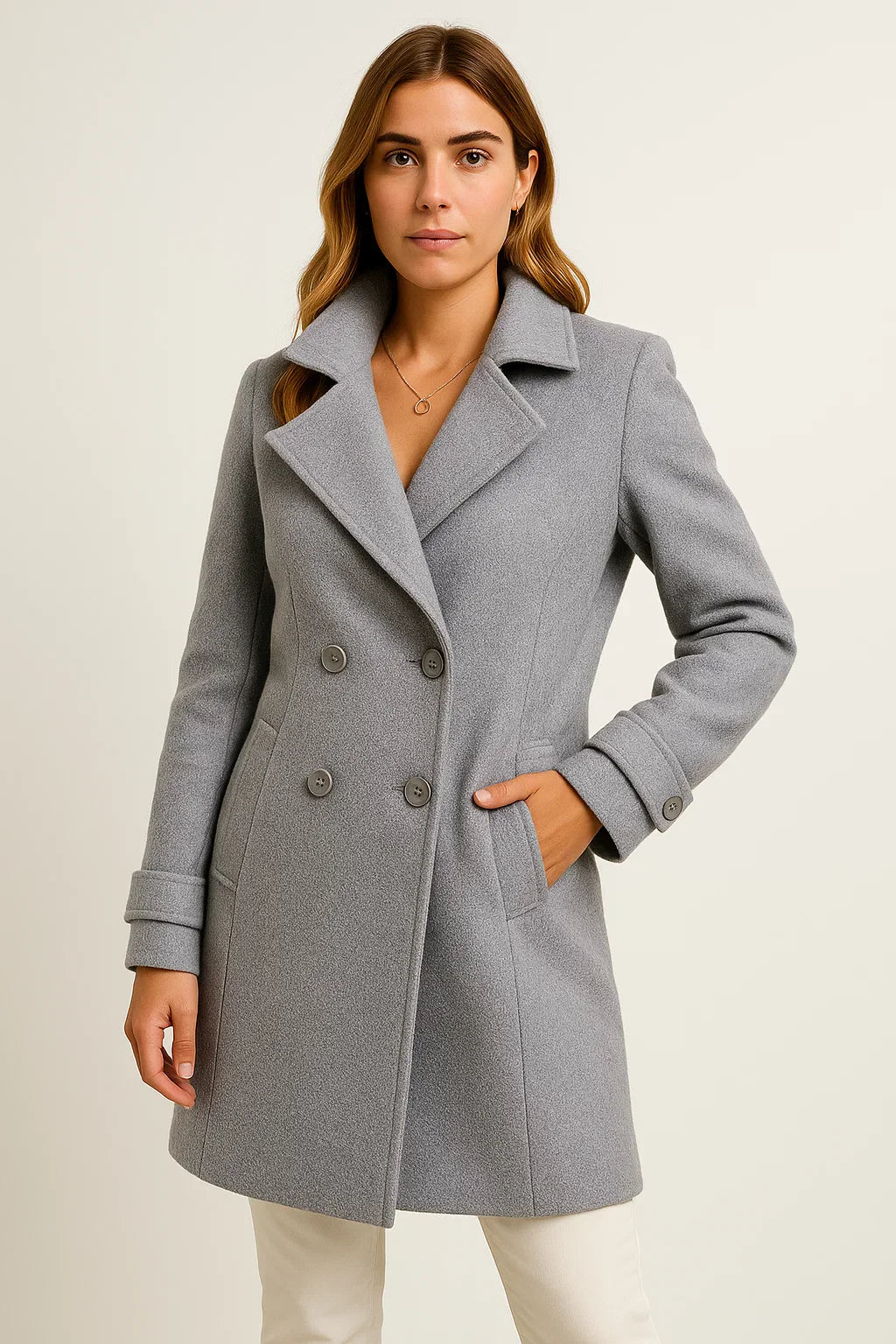 Double-Breasted Wool Blend Coat | Structured A-Line | Amouvelle Fondamentale