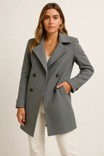 Load image into Gallery viewer, Double-Breasted Wool Blend Coat | Structured A-Line | Amouvelle Fondamentale
