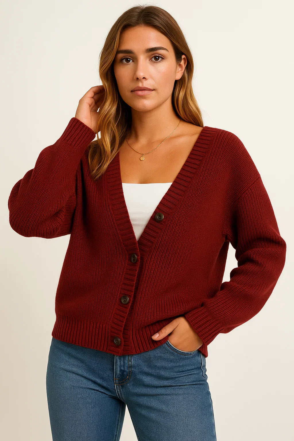 Cardigan Fondamentale | Maille Ribée Col V Bouton