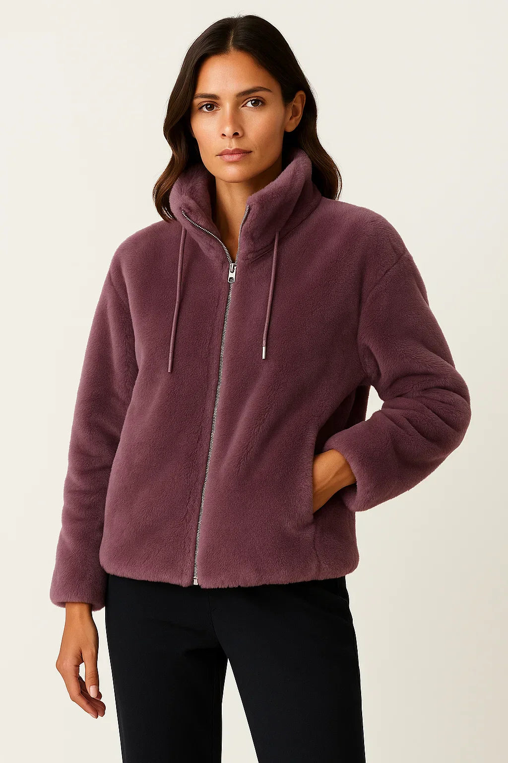 Veste Teddy Fleece Zip | Col Levant | Amouvelle Fondamentale