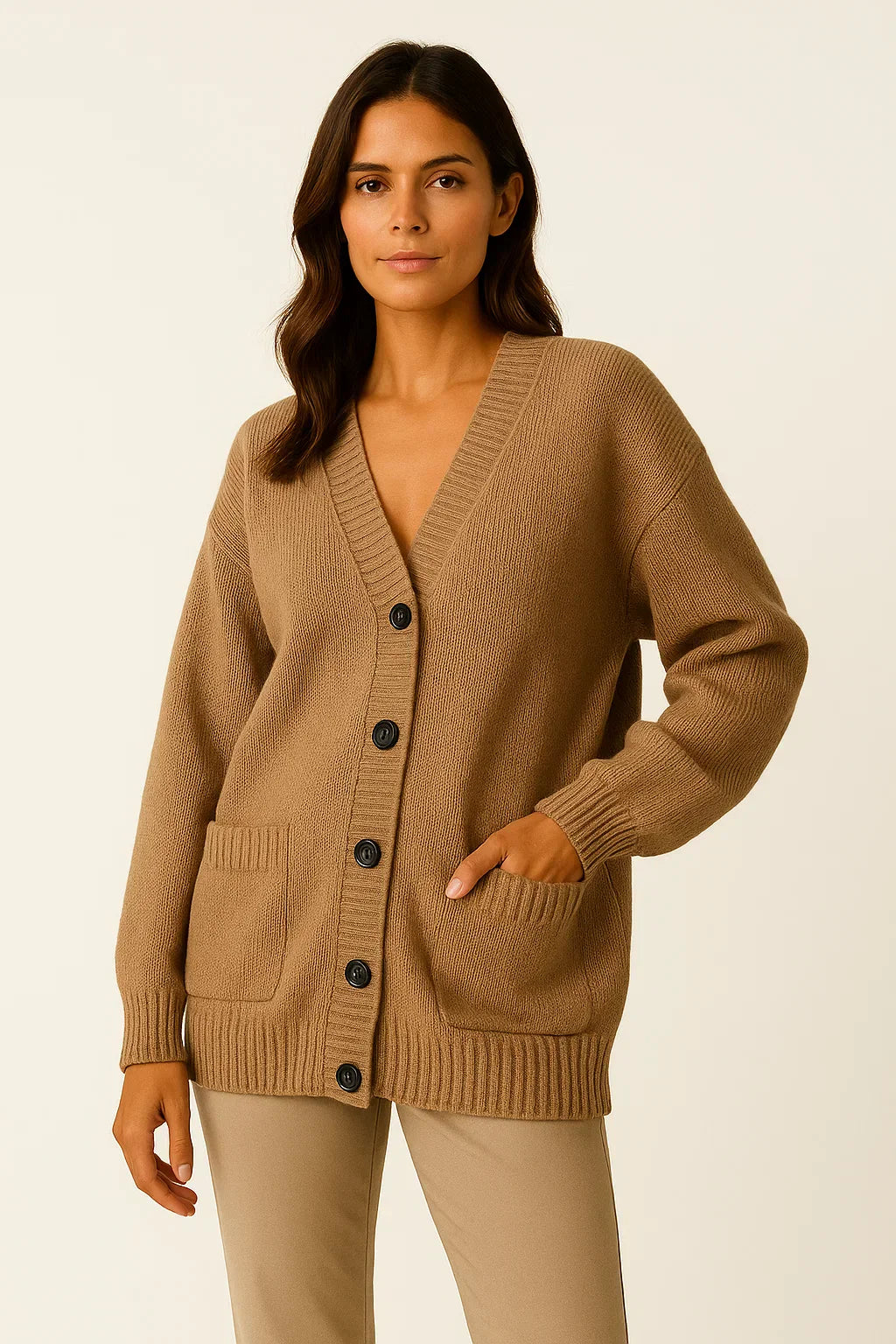 Cardigan Oversize Femme | V-Cou | Coton Mélangé