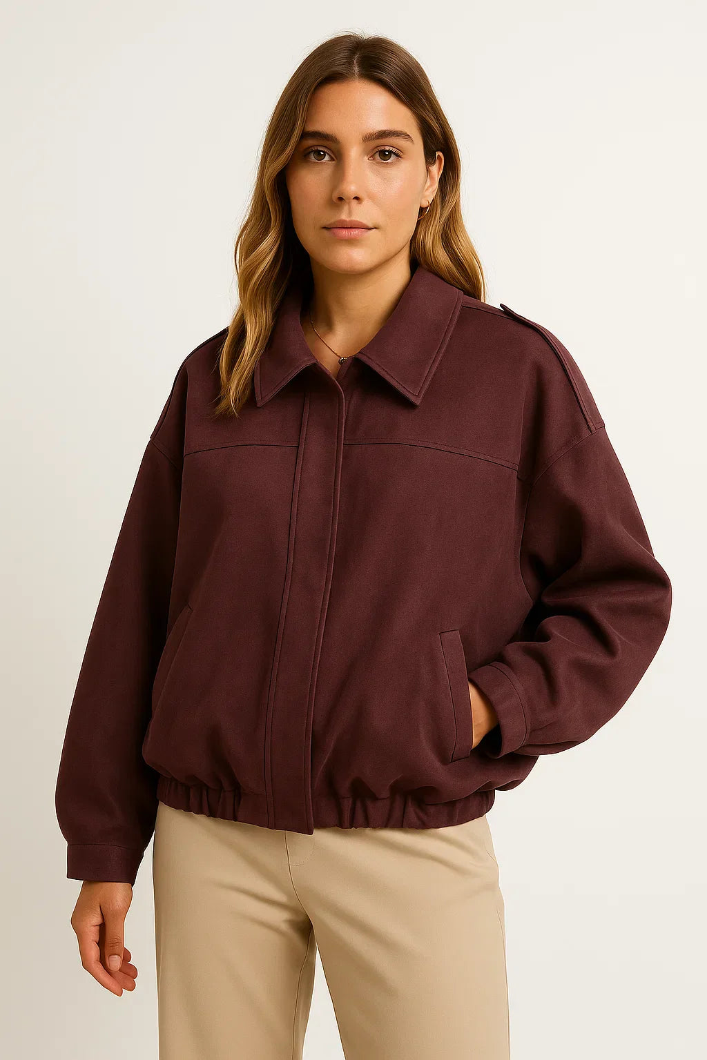 Veste Bomber en Faux Suède Métier | Coupe Relaxed | Fermeture Éclair