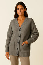 Load image into Gallery viewer, Women’s Oversized Knit Cardigan | V-Neck | Soft Cotton Blend
