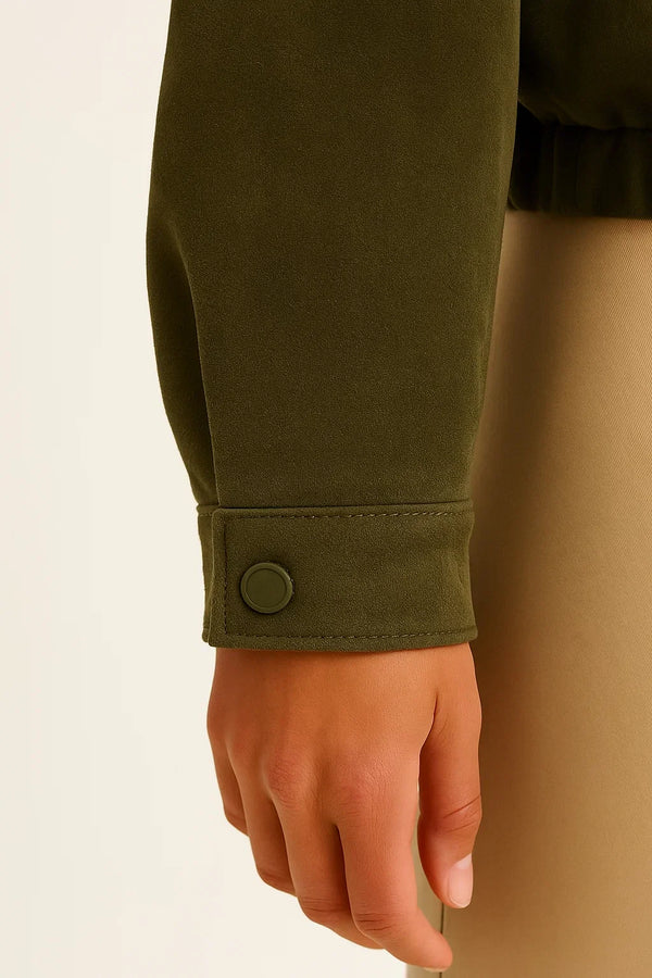 Métier Faux Suede Bomber Jacket | Relaxed Fit | Zip Closure