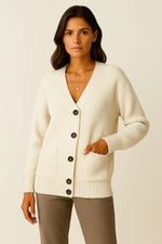 Load image into Gallery viewer, Women’s Oversized Knit Cardigan | V-Neck | Soft Cotton Blend

