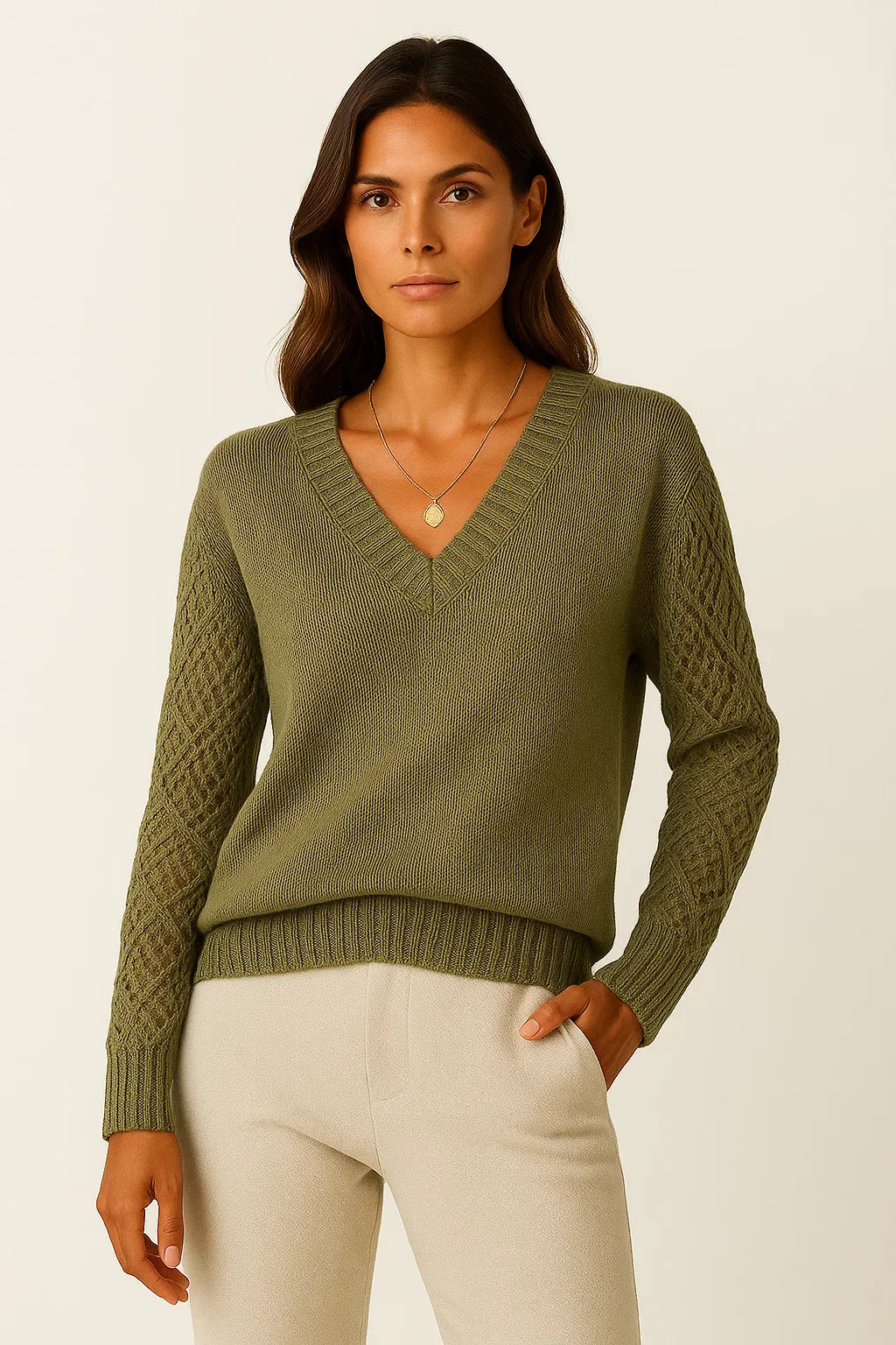 Pull Open-Knit Col V | Coton Léger | Coupe Relaxée