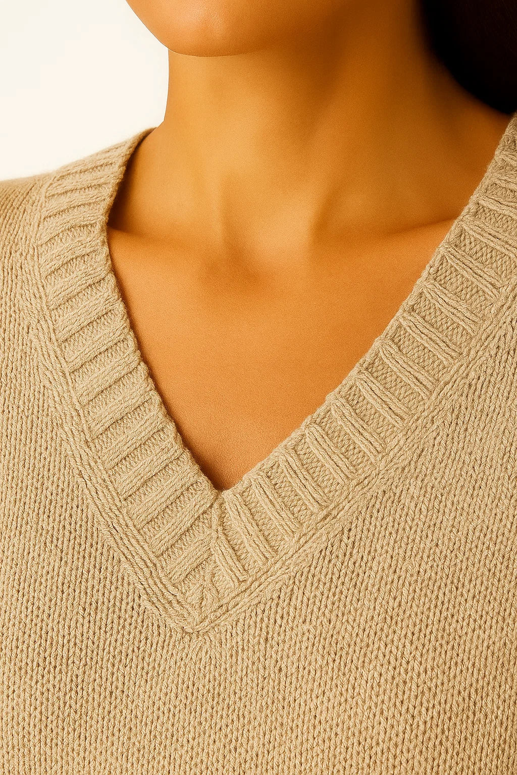 Pull Open-Knit Col V | Coton Léger | Coupe Relaxée