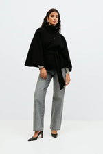 Load image into Gallery viewer, Cape Jacket with Belt | Stand Collar | Autumn Winter Layering
