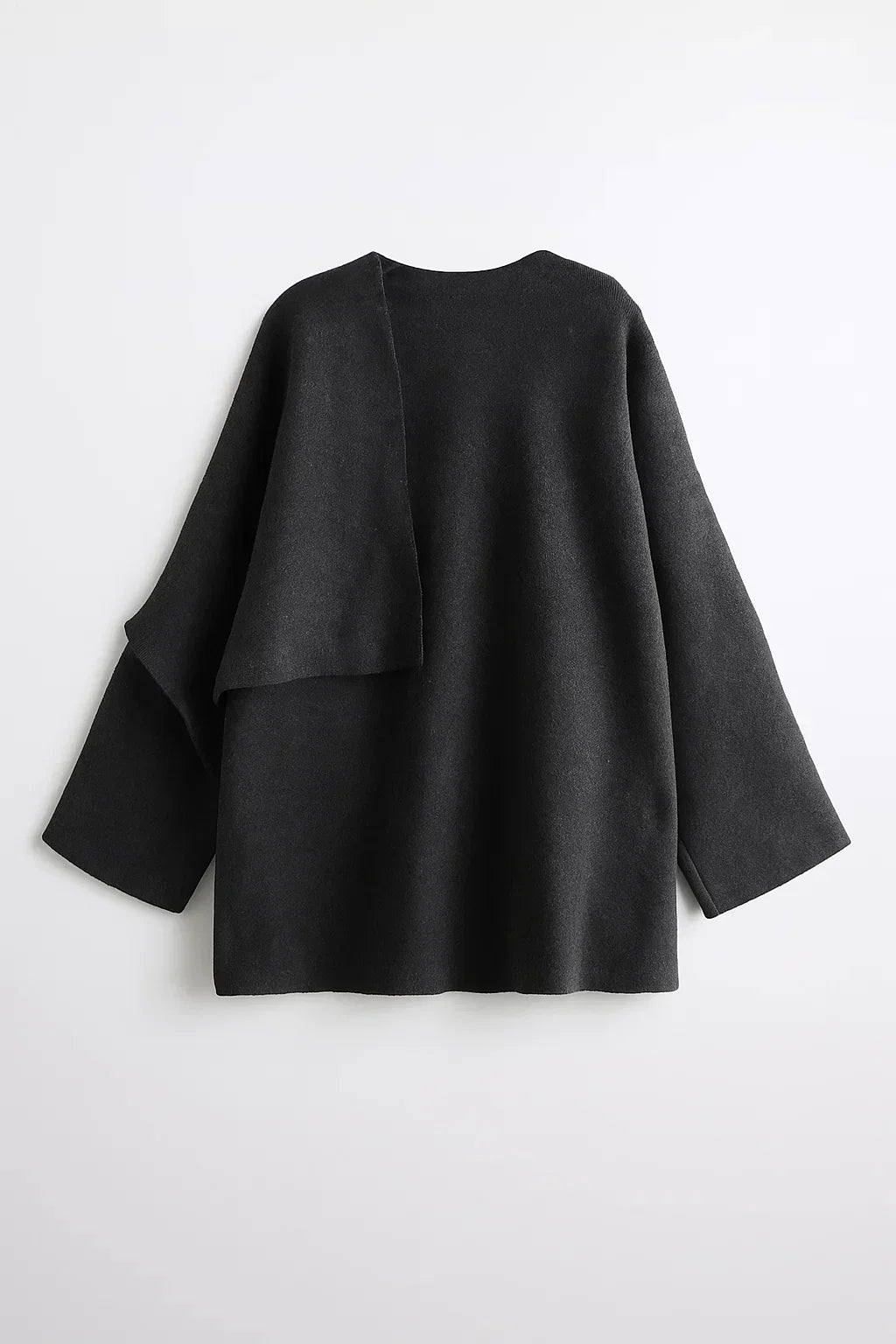 Asymmetric Draped Wool Coat | Scarf Collar Design