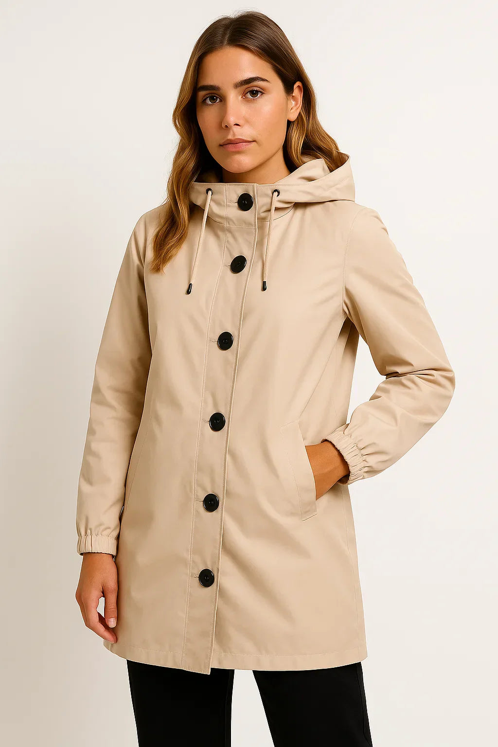 Veste imperméable à capuche femme | Manteau long | Coupe légère