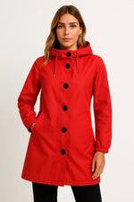 Load image into Gallery viewer, Women&#39;s Hooded Rain Jacket | Water-Repellent Long Coat | Lightweight Fit
