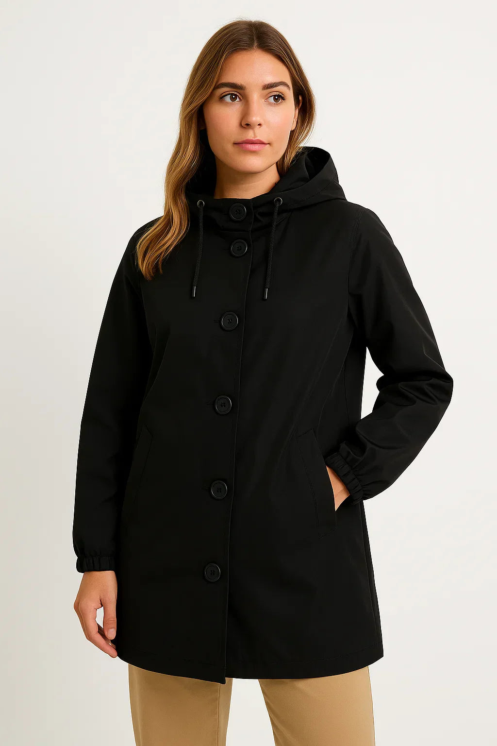 Veste imperméable à capuche femme | Manteau long | Coupe légère