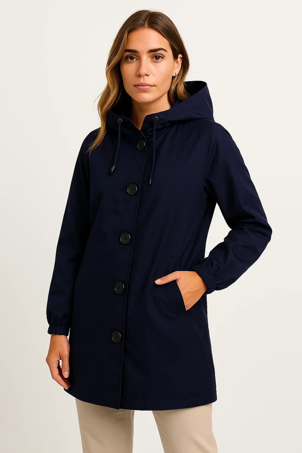 Veste imperméable à capuche femme | Manteau long | Coupe légère