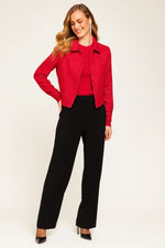 Load image into Gallery viewer, Textured Short Jacket | Structured Collar | Vibrant Finish
