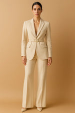 Load image into Gallery viewer, Belted Blazer Suit | Wide-Leg Trousers | Tailored Two-Piece
