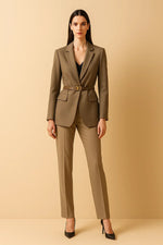 Load image into Gallery viewer, Belted Blazer Suit | Wide-Leg Trousers | Tailored Two-Piece

