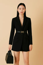 Load image into Gallery viewer, Belted Blazer Suit | Wide-Leg Trousers | Tailored Two-Piece
