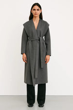 Load image into Gallery viewer, Wool Blend Long Coat | Shawl Collar | Belted Wrap
