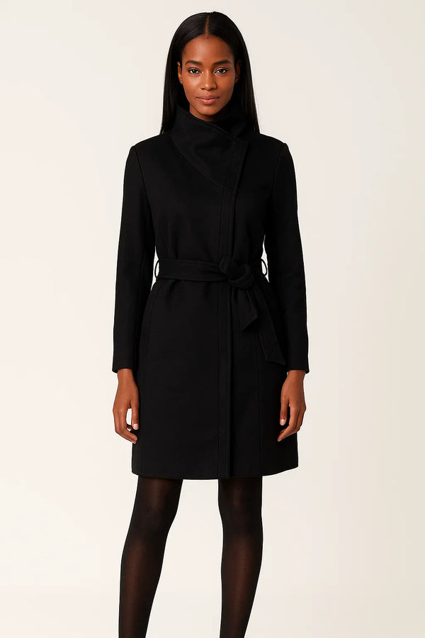 Belted Winter Coat | High Neck Collar | Minimalist Silhouette