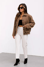 Load image into Gallery viewer, Wool Blend Cropped Jacket | Elastic Hem | Single Breasted
