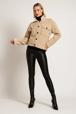 Load image into Gallery viewer, Sherpa Jacket | Contrast Buttons | Cropped Wool Blend
