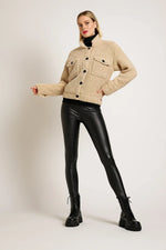 Load image into Gallery viewer, Sherpa Jacket | Contrast Buttons | Cropped Wool Blend
