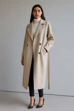 Load image into Gallery viewer, Wool Blend Long Coat | Oversized Fit | Belted Winter Design
