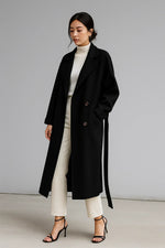 Load image into Gallery viewer, Wool Blend Long Coat | Oversized Fit | Belted Winter Design
