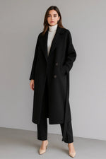 Load image into Gallery viewer, Wool Blend Long Coat | Oversized Fit | Belted Winter Design
