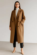 Load image into Gallery viewer, Wool Blend Long Coat | Oversized Fit | Belted Winter Design
