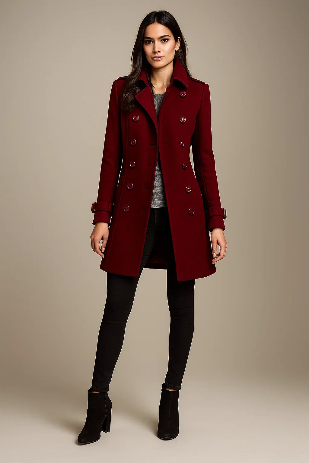 Wool Blend Double-Breasted Coat | Slim Fit | Structured Winter Design