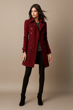 Load image into Gallery viewer, Wool Blend Double-Breasted Coat | Slim Fit | Structured Winter Design
