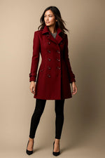 Load image into Gallery viewer, Wool Blend Double-Breasted Coat | Slim Fit | Structured Winter Design
