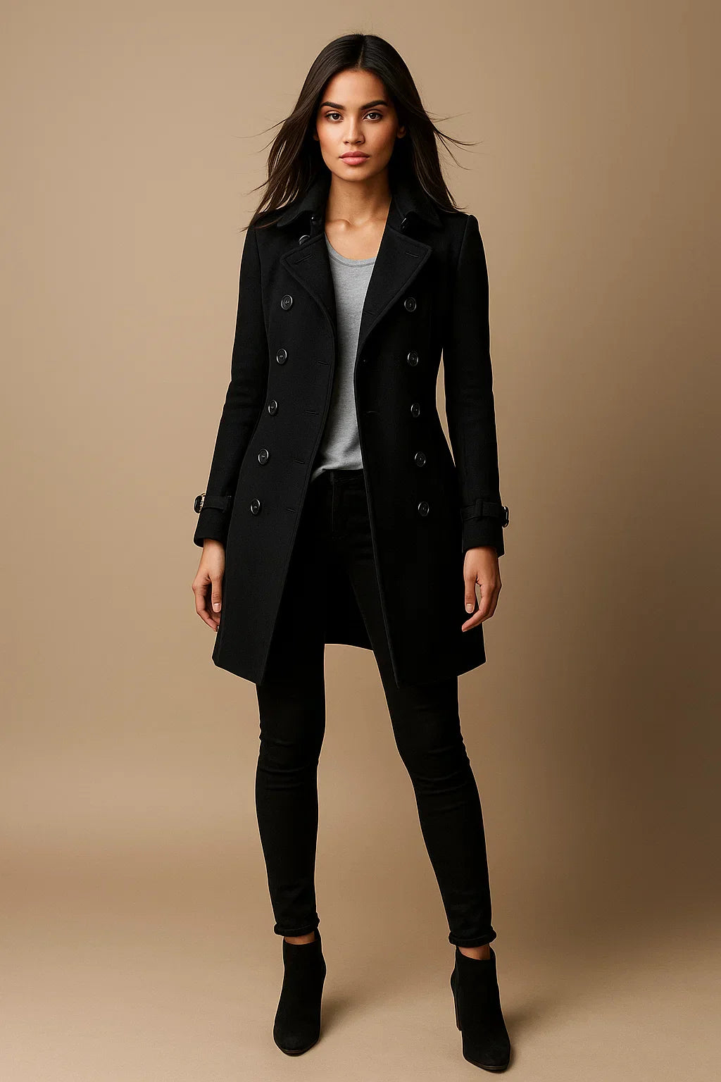 Wool Blend Double-Breasted Coat | Slim Fit | Structured Winter Design