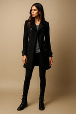 Load image into Gallery viewer, Wool Blend Double-Breasted Coat | Slim Fit | Structured Winter Design
