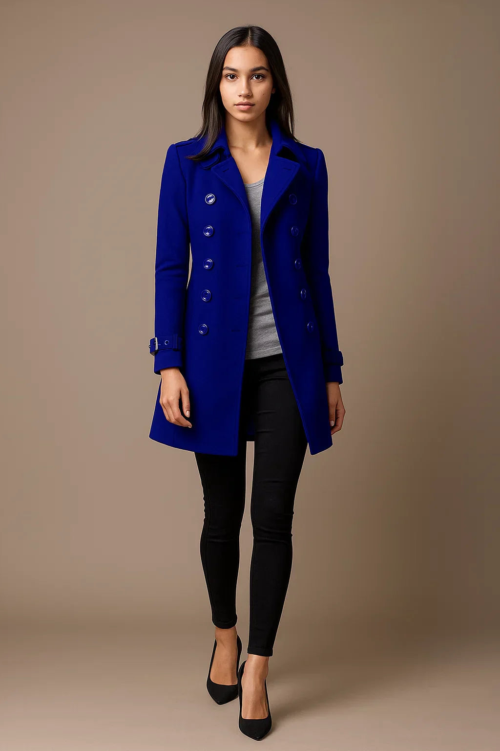 Wool Blend Double-Breasted Coat | Slim Fit | Structured Winter Design