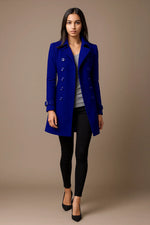 Load image into Gallery viewer, Wool Blend Double-Breasted Coat | Slim Fit | Structured Winter Design
