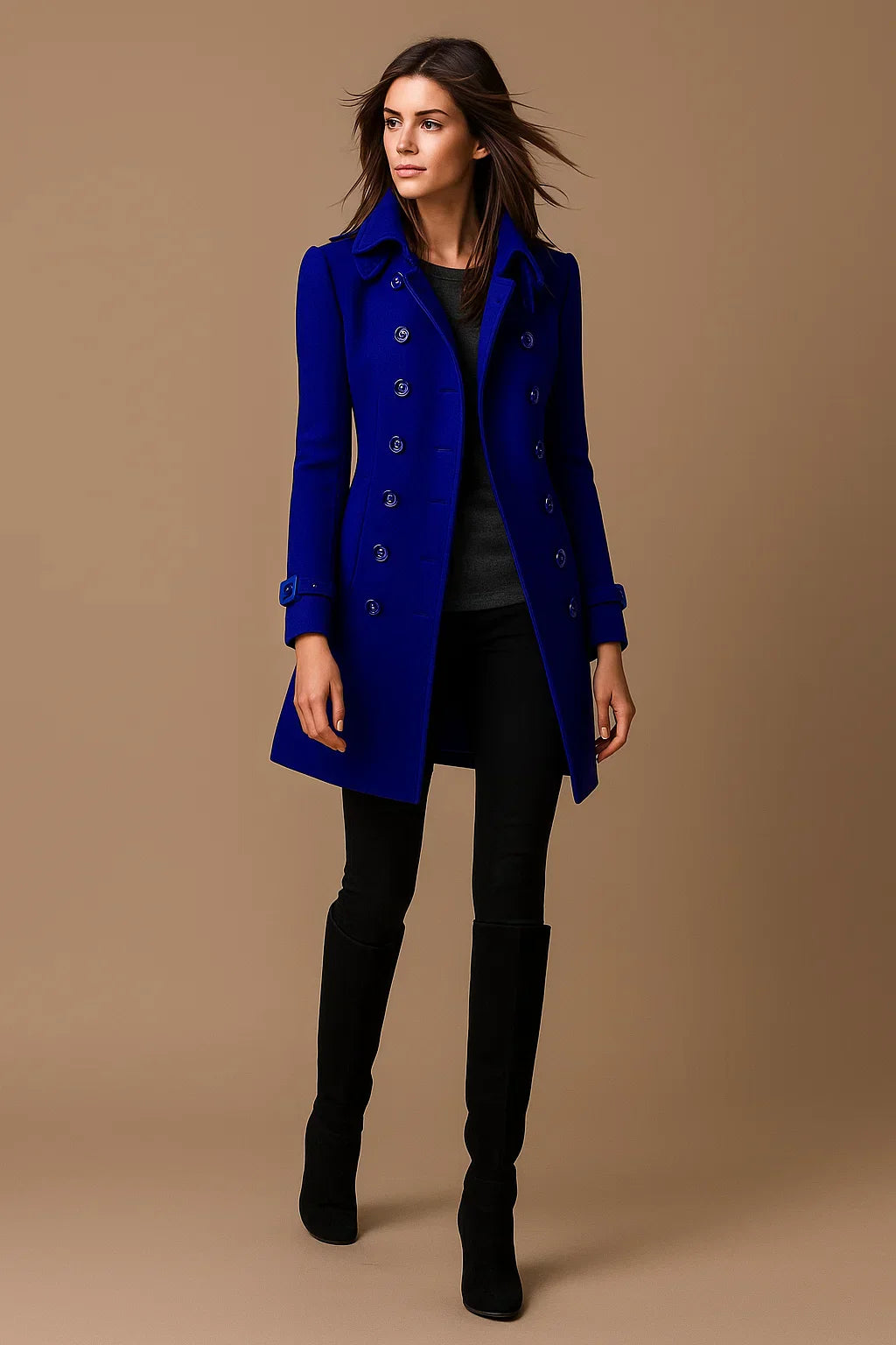 Wool Blend Double-Breasted Coat | Slim Fit | Structured Winter Design