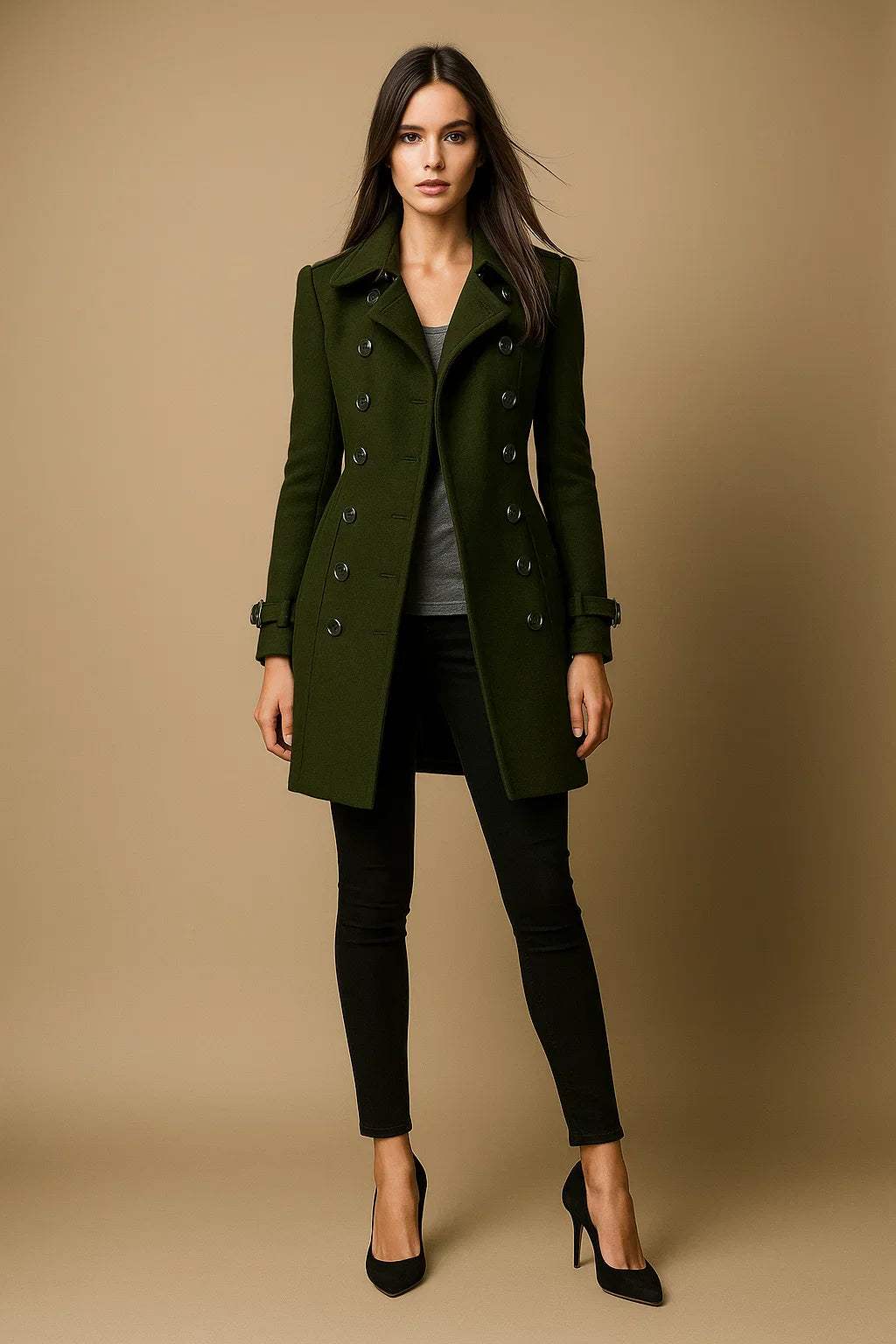 Wool Blend Double-Breasted Coat | Slim Fit | Structured Winter Design