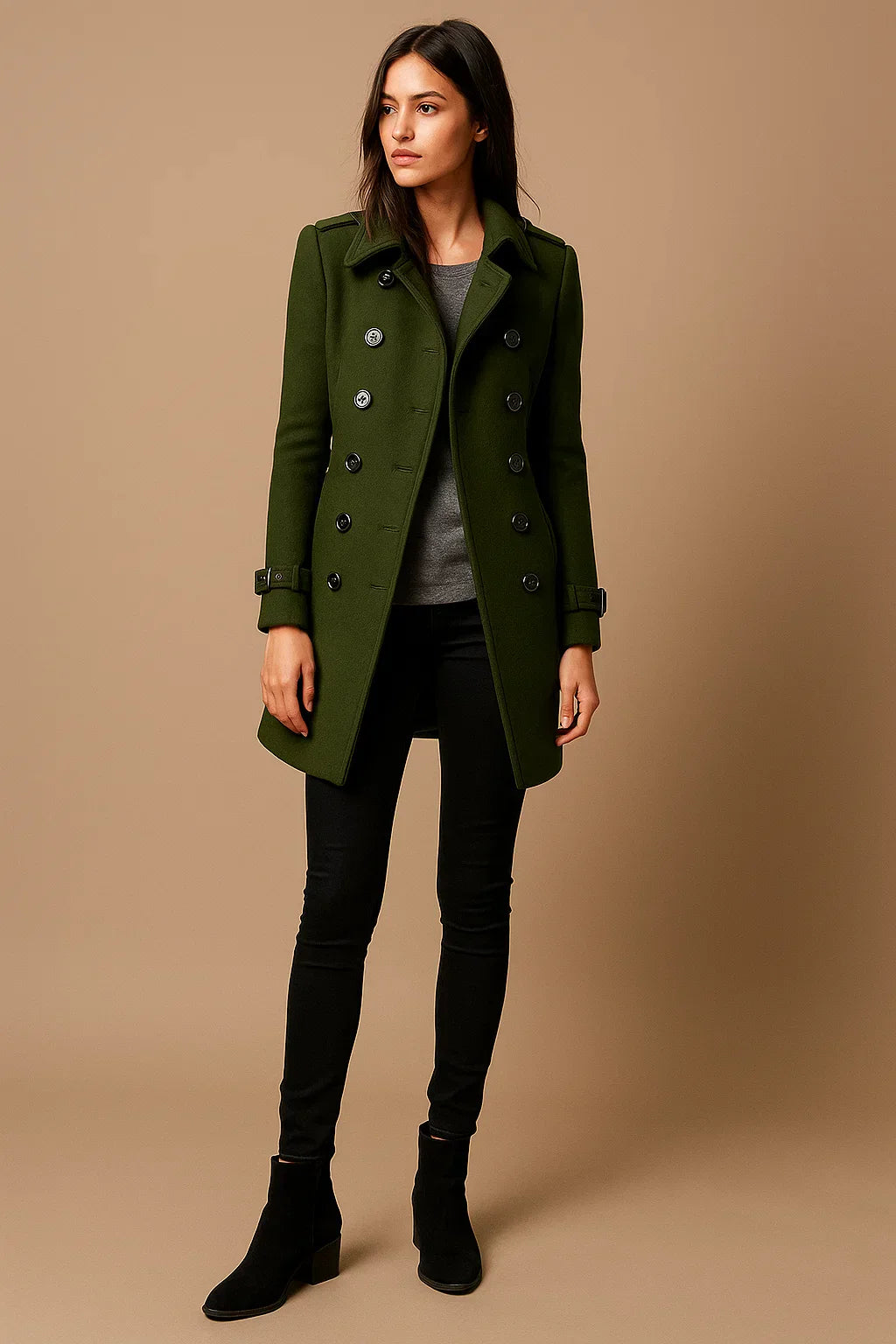 Wool Blend Double-Breasted Coat | Slim Fit | Structured Winter Design