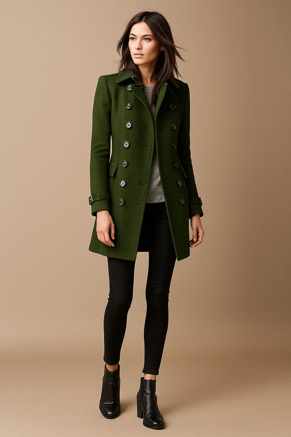 Wool Blend Double-Breasted Coat | Slim Fit | Structured Winter Design