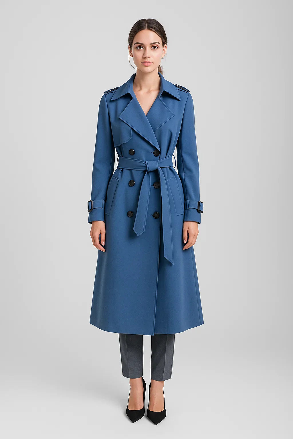Fondamentale Long Trench Coat | Belted A-Line Silhouette | Classic Mid-Season Design