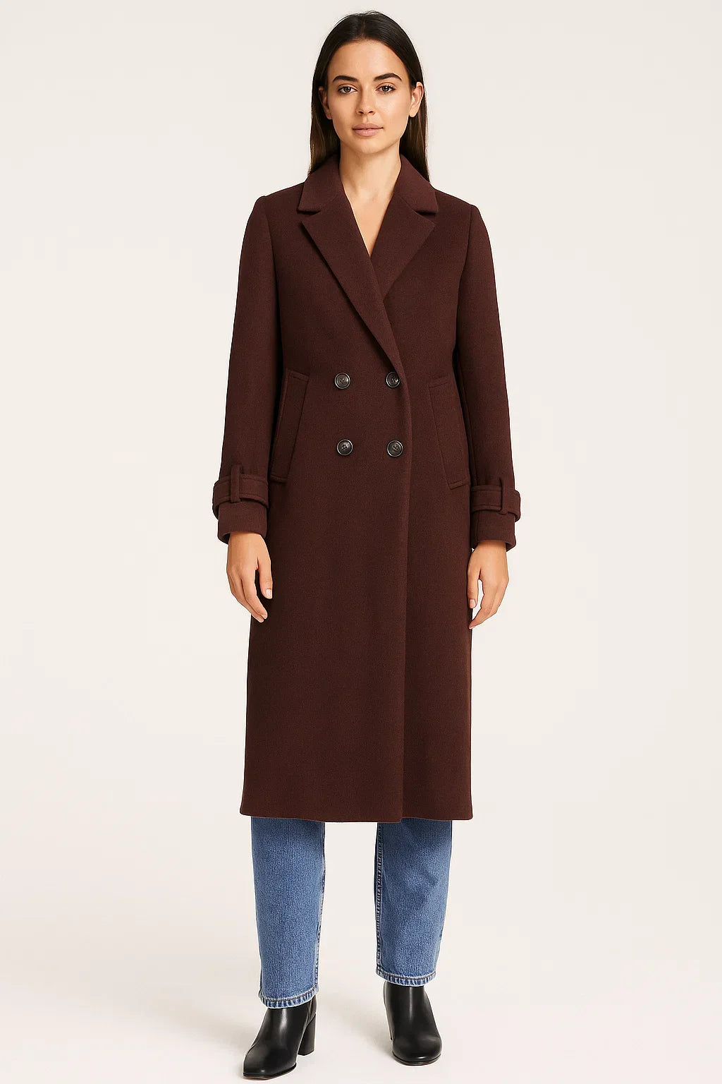 Fondamentale Wool Blend Long Coat | Double-Breasted Classic Fit | Winter Elegance