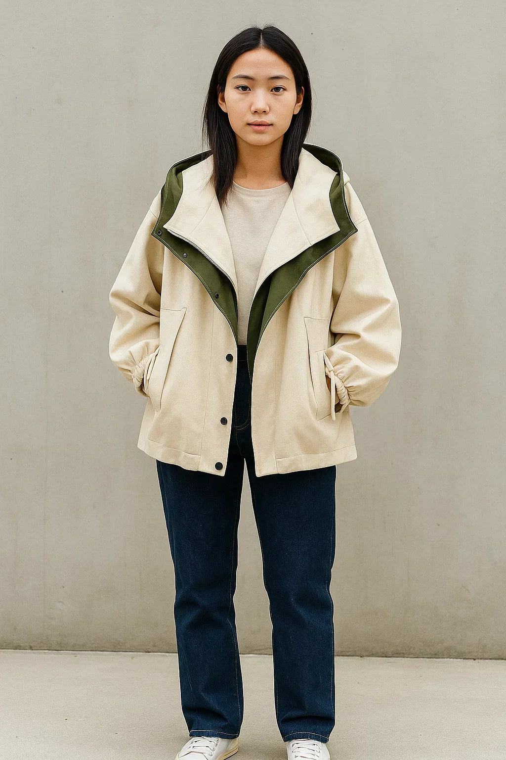 Évasion Two-Tone Oversized Jacket | Modern Contrast Design | Lightweight Layer