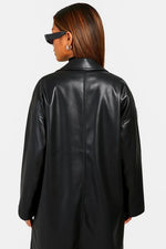 Load image into Gallery viewer, Faux Leather Long Coat | Oversized Fit | Open Front
