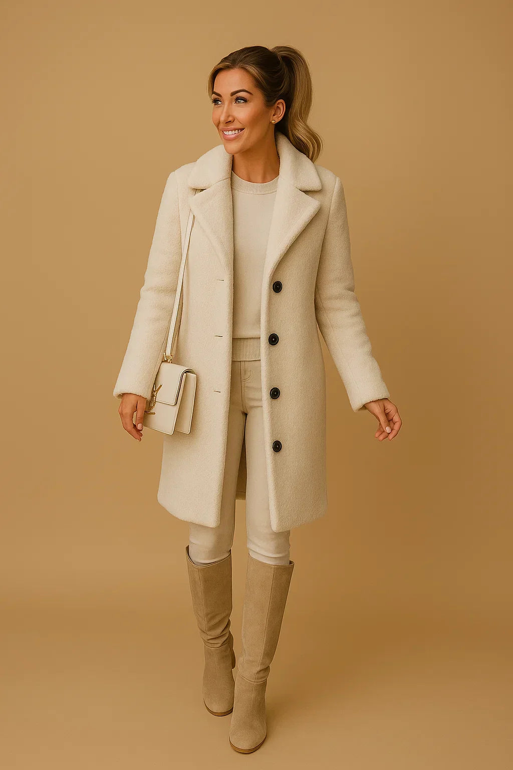 Fondamentale Long Teddy Coat | Soft Textured Finish